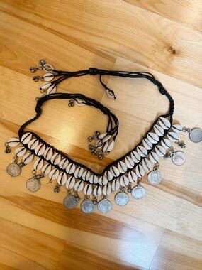 Seashell and Vintage Coin Choker Statement Necklace
